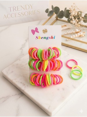Nati Co Karışık Neon Renklerde Örgü Saç Tokası