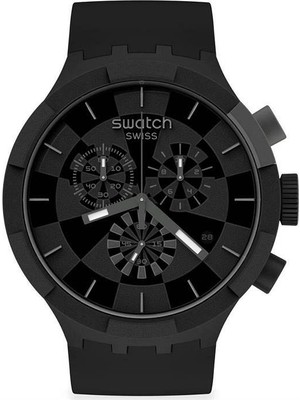 Swatch SB02B400 Erkek Kol Saati Siyah Kasa ve Kordon ile 3 ATM Suya Dayanıklı Dijital/Analog Fonksiyon