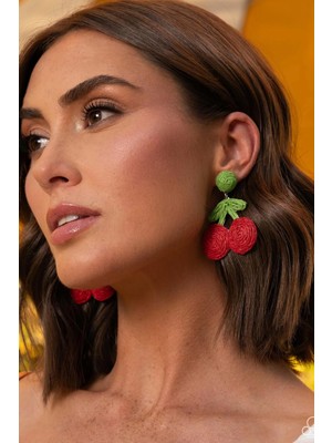 New Obsessions Cherry Hasır Kiraz Tasarım Küpe