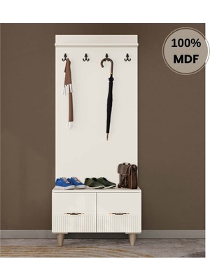 Comiet Menekşe Mdf Ayaklı Tasarım Askılıklı Portmanto Ayakkabılık