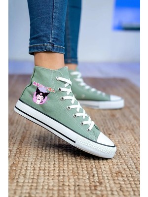Ymn Ayakkabı Çince Kuromi Baskılı, Mint Yeşili Bilekli Spor Ayakkabı, Çocuk Sneaker
