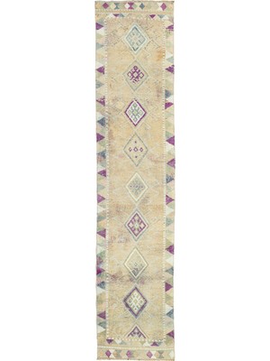 Soho Antiq Merda Geometrik Tasarımlı Yün Yolluk 75X369 cm