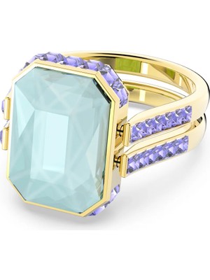 Swarovski Orbita Yüzük Octagon Cut Renkli Sari Altin Rengi Kaplama 50
