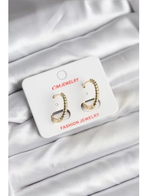 Uravas Store 14K Gold Renk Kaplama Burgu Halka cm Kadın Küpe - TJ-BKP11423