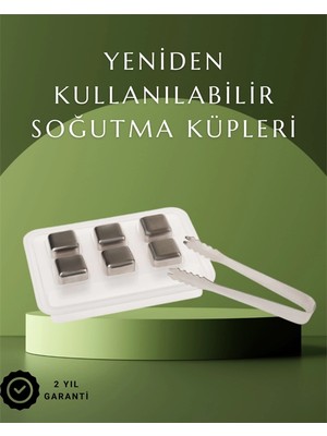 Uravas Store Paslanmaz Çelikten Üretilmiş Metal Buz Küpü Seti ve Buz Klipsi