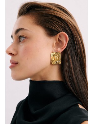 New Obsessions Çelik Vintage Plaka Küpe