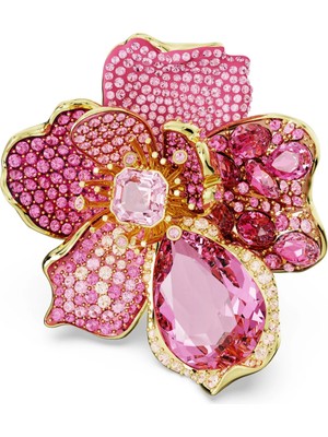 Swarovski Florere Yüzük Flower Pave Pembe Sari Altin Rengi Kaplama 58