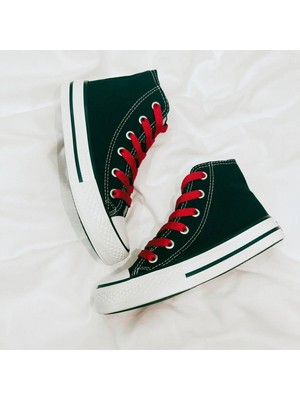 Ymn Ayakkabı Kırmızı Bağcıklı, Siyah Bilekli Spor Ayakkabı Çocuk Sneaker