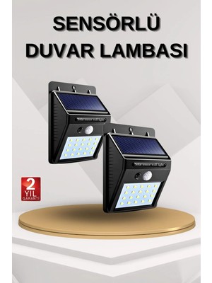 Uravas Store Solar Sensörlü Duvar Lambası Bahçe Lamba 20 LED Işık