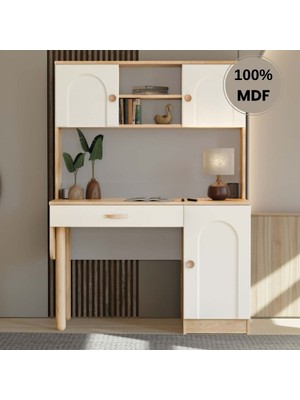 Comiet Papatya Mdf Kitaplıklı Dolaplı  Çalışma Masası