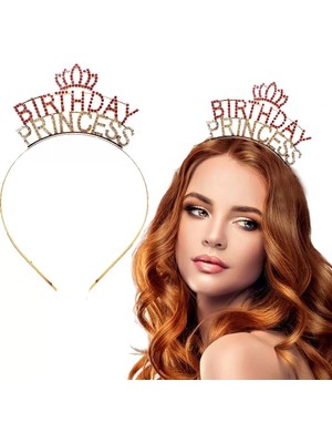 Uravas Store Birthday Princess Kristal Taç – Altın Kaplama