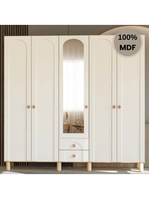 Comiet Papatya  5 Kapak Mdf Ayaklı Tasarım Gardırop
