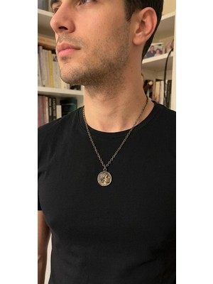 Vintage Takı Bakır Kaplama Unisex Vintage Antik Yunan Mitoloji Serisi : Büyük Iskender Antik Sikke Kolye