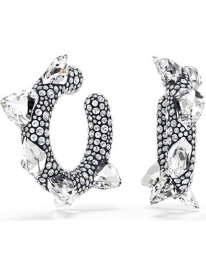 Swarovski Sublima Halka Küpeler Çivi Beyaz Rodyum Kaplama