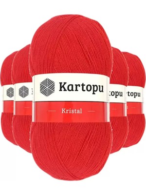 Royaleks Group 5 Adet Kristal Çift Katlı El Örgü Lif Ipi Açık Kırmızı K160
