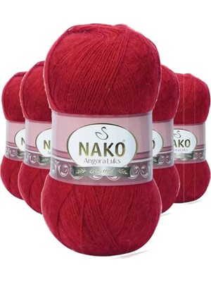 Royaleks Group 5 Adet Angora Lüks El Örgü Ipi Koyu Kırmızı 1175