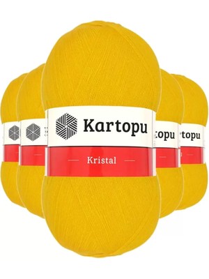 Royaleks Group 5 Adet Kristal Çift Katlı El Örgü Lif Ipi Koyu Sarı K320