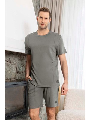 Aydoğan Erkek Kısa Kol Şortlu Bambu Pijama Takımı 260018 Haki