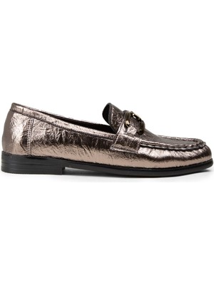Deery Kadın Platin Toka Detaylı Loafer Ayakkabı - K0040ZPLTC01