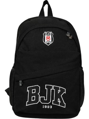 Beşiktaş Lisanslı Siyah Nakış Logolu Sırt Çantası - 3 Bölmeli Ilkokul ve Ortaokul Çantası