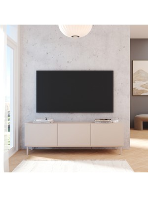 Robin Home Miami Tv Ünitesi Sehpası 3 Kapaklı Ahşap Ayaklı 150CM Kumsal