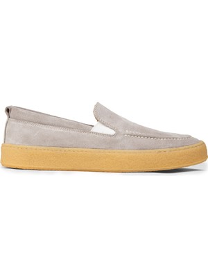 Deery Erkek Hakiki Süet Gri Loafer Ayakkabı - 02047MGRIC01