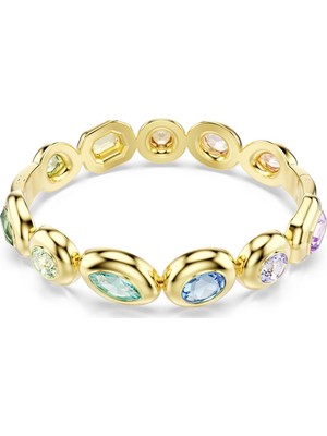 Swarovski Gema Bangle Bileklik Karişik Kesim Çok Renkli Sari Altin Rengi Kaplama L
