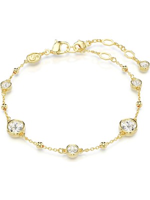 Swarovski Imber Bileklik Round Cut Beyaz Altin Rengi Kaplama M