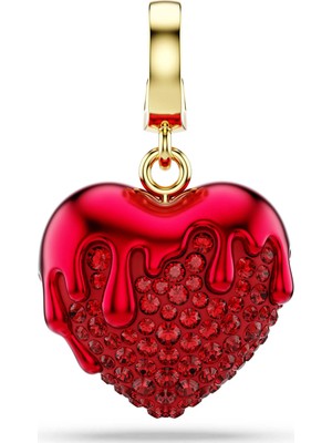 Swarovski Idyllia Charm Yuvarlak Kesim Kalp Kırmızı Sarı Altın Rengi Kaplama