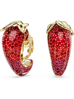 Swarovski Idyllia Klipsli Küpe Kırmızı Sarı Altın Rengi Kaplama