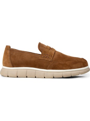 Deery Erkek Hakiki Süet Taba Renk Loafer Ayakkabı - 02045MTBAE01