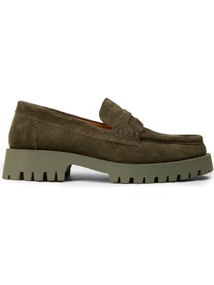 Deery Kadın Hakiki Süet Haki Loafer Ayakkabı - 02034ZHAKC02