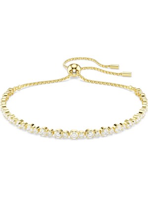 Swarovski Matrix Tennis Bileklik Yuvarlak Kesim Beyaz Sari Altin Rengi Kaplama Std