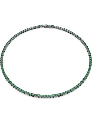 Swarovski Matrix Tennis Kolye Yuvarlak Kesim Yeşil Rutenyum Kaplama M