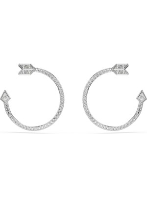 Swarovski Idyllia Halka Küpe Karışık Kesim Ok Beyaz Rodyum Kaplama