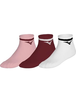 Mizuno Training Mid With Line 3p Çorap Beyaz-Bordo-Pembe
