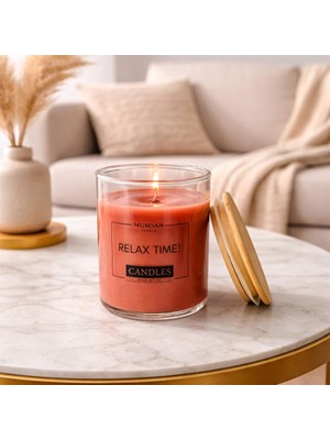 Ada Candle Bardak Mum - Bambu Kapaklı -Kokulu