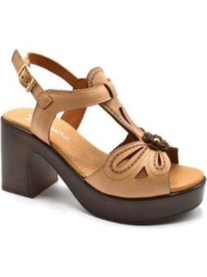 Venüs Deri Kadın Topuklu Sandalet Nude-Kahve 2217006Y