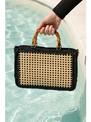 Remsa Mayo Bambu Kulplu 32X25CM Hasır Çanta 1046 Camel