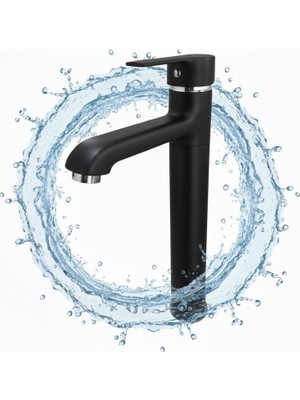 Blue Love Meriç Prime Mat Siyah Çanak Lavabo Bataryası | Modern Yüksek Tasarım