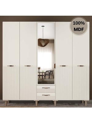 Comiet Menekşe 5 Kapak Mdf Ayaklı Tasarım Gardırop