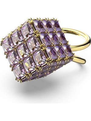 Swarovski Curiosa Yüzük Square Cut Mor Sari Altin Rengi Kaplama 58