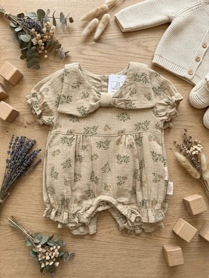 Butik Kız Bebek %100 Pamuklu Müslin Tulum