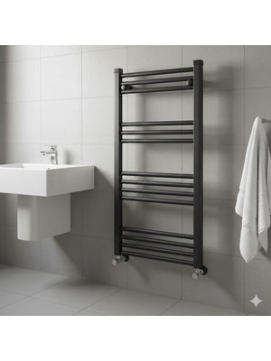 STANDART Siyah Havlupan Radyatör 50X100 - Modern Tasarım Banyo Havlu Kurutucu