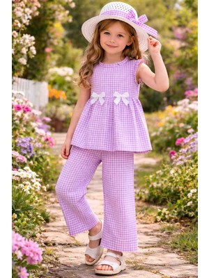 Lovinya Kids Kız Çocuk Pötikareli Şapkalı Alt-Üst Takım(3lü Set)