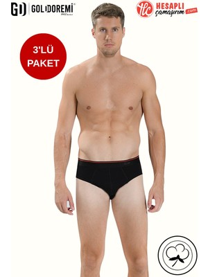 Jiber 323 Premium Erkek Likralı Pamuklu 3'lü Rahat Kalıp Kemer Bel Lastik Kutulu Slip Külot