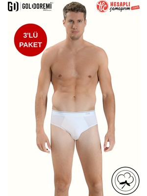 Jiber 323 Premium Erkek Likralı Pamuklu 3'lü Rahat Kalıp Kemer Bel Lastik Kutulu Slip Külot