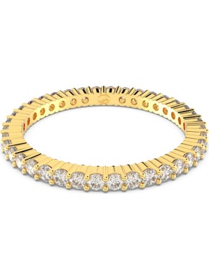 Swarovski Vitorre Yüzük Round Cut Beyaz Sari Altin Rengi Kaplama 60