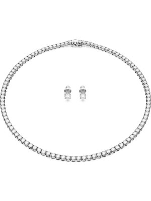 Swarovski Matrix Tennis Set Round Cut Beyaz Rodyum Kaplama