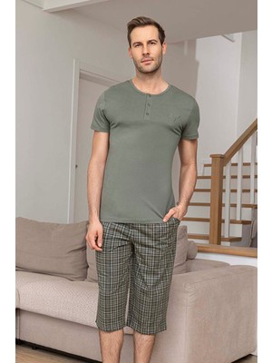 Aydoğan Erkek Kısa Kol Kaprili Modal Pijama Takımı 26008 Çağla Yeşili
